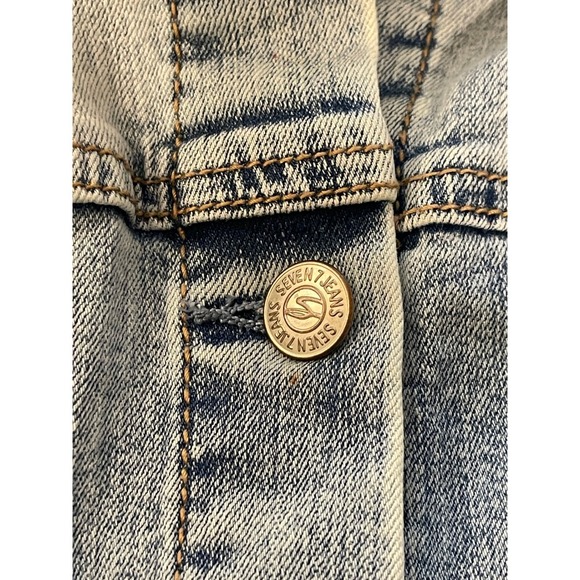 Seven7 Womens Large Denim Trucker Jean Jacket Light Wash Boho Classic Western - Picture 6 of 10
